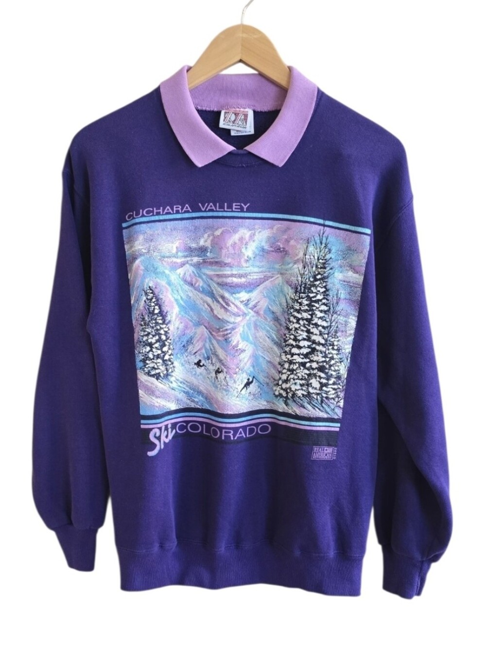 Vintage Real American 90s Cuchara Valley Colorado Ski Sweatshirt. Size Large